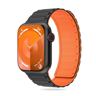 Tech-Protect IconBand Magnetic Apyrankė Apple Watch 4 / 5 / 6 / 7 / 8 / 9 / SE / Ultra 1 / 2 (42/44/45/49 mm) - Juodas  Orange