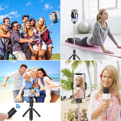 Tech-Protect L01S Bluetooth Asmenukių lazda tripod up to 70cm - Juodas 10