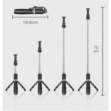 Tech-Protect L01S Bluetooth Asmenukių lazda tripod up to 70cm - Juodas 8