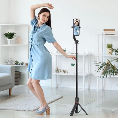 Tech-Protect L04S Bluetooth Asmenukių lazda tripod up to 95cm 360 head - Juodas 3