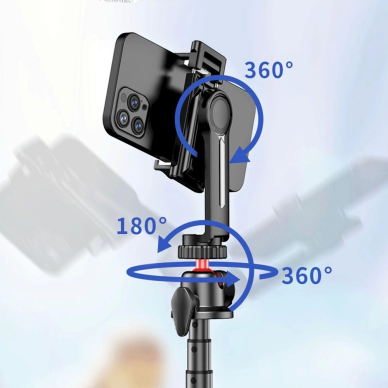 Tech-Protect L07S Bluetooth Asmenukių lazda flexible tripod up to 54cm 360 head - Juodas 10