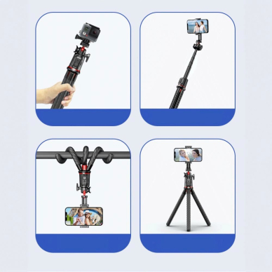 Tech-Protect L07S Bluetooth Asmenukių lazda flexible tripod up to 54cm 360 head - Juodas 11