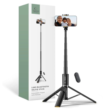 Tech-Protect L08S Bluetooth Asmenukių lazda remote control, tripod up to 141cm - Juodas