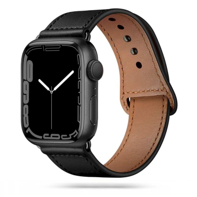 Tech-Protect LeatherFit Apyrankė Apple Watch 4 / 5 / 6 / 7 / 8 / 9 / SE / Ultra 1 / 2 (42/44/45/49 mm) - Juodas