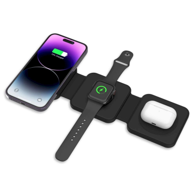 Tech-Protect QI15W-A24 inductive MagSafe 3in1 Įkroviklis  smartphone / AirPods / Apple Watch - Juodas 1