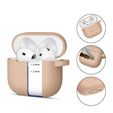 Tech-Protect Silicone Hook Dėklas AirPods 4 - Beige 1