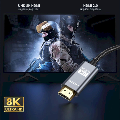 Tech-Protect UltraBoost HDMI 2.1 / HDMI 2.1 4K 120Hz / 8K 60HZ Kabelis 1m - Juodas 1