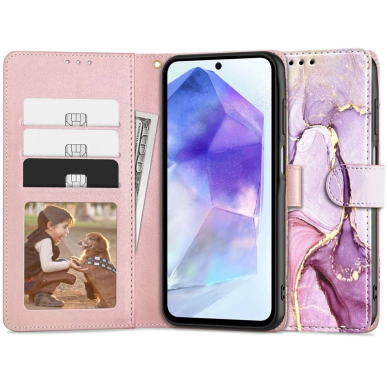 Tech-Protect Wallet case for Samsung Galaxy A55 5G - rožinis marble