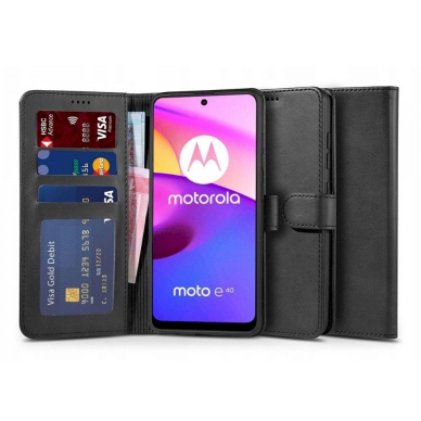 Tech-Protect Wallet Dėklas Motorola Moto E20 / E30 / E40 - Juodas