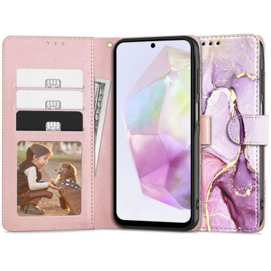 Tech-Protect Wallet Dėklas Samsung Galaxy A35 5G - Rožinis marble