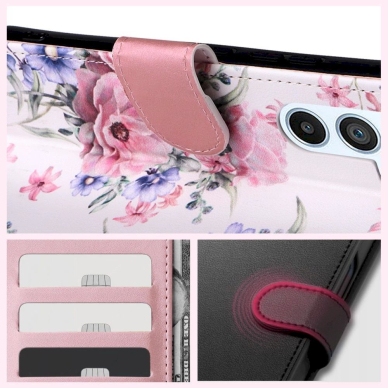 Tech-Protect Wallet Dėklas Xiaomi Redmi 12 - Rožinis flowers 2