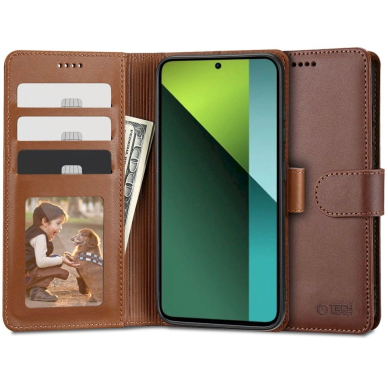 Tech-Protect Wallet Dėklas Xiaomi Redmi Note 13 Pro 5G / Poco X6 5G - brown