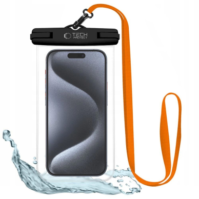 Tech-Protect Waterproof Dėklas UWC7 waterproof cover devices up to 6.9 - Juodas orange