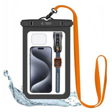 Tech-Protect Waterproof Dėklas UWC9, waterproof devices up to 8.9 - Juodas orange