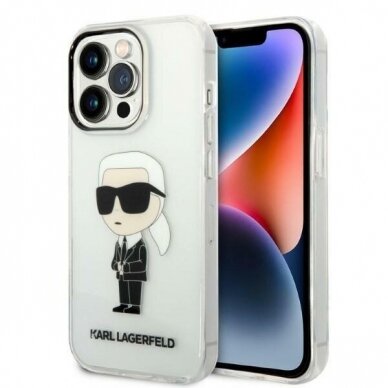 Telefono Dėklas arl Lagerfeld Ikonik Karl iPhone 14 Pro Max Skaidrus Blizgus GNZ022