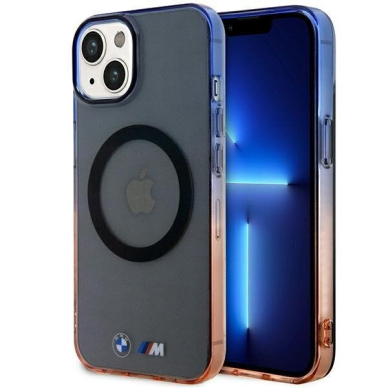 Telefono Dėklas Case BMW iPhone 14 Plus 6.7" Pilkas hardcase Gradient Bumper MagSafe GNZ022