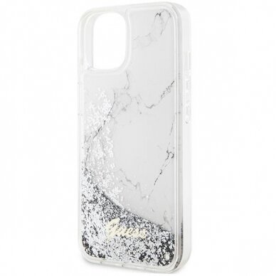 Telefono Dėklas Case Guess iPhone 14 6.1" Baltas hardcase Liquid Glitter Marble GNZ022 1