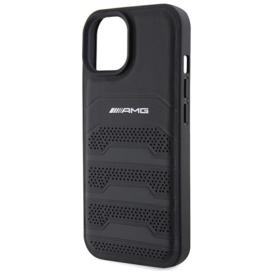 Telefono Dėklas Etui AMG Leather Debossed Lines do iPhone 15 Juodas KOW068 5