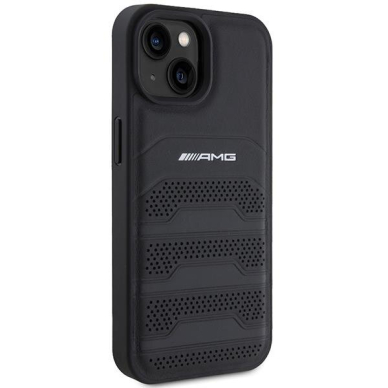 Telefono Dėklas Etui AMG Leather Debossed Lines do iPhone 15 Plus Juodas KOW068 3