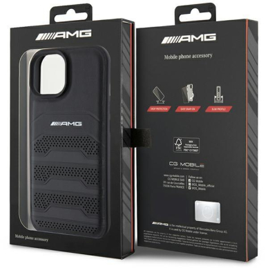 Telefono Dėklas Etui AMG Leather Debossed Lines do iPhone 15 Plus Juodas KOW068 7