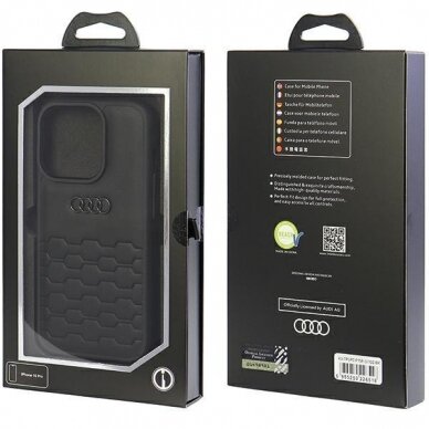 Telefono Dėklas Etui Audi GT Synthetic Leather do iPhone 15 Pro Juodas KOW068 3