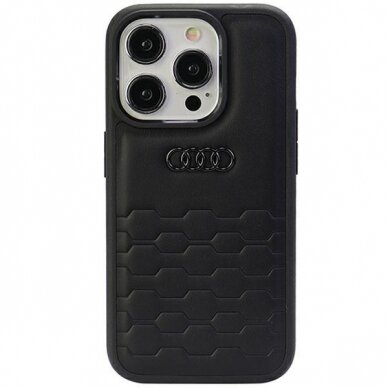 Telefono Dėklas Etui Audi GT Synthetic Leather do iPhone 15 Pro Juodas KOW068