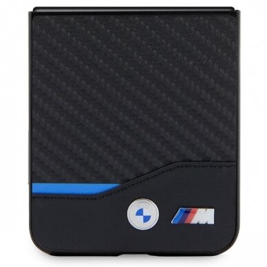 Telefono Dėklas Etui BMW Leather Carbon do Samsung Galaxy Z Flip 5 Juodas KOW068 4