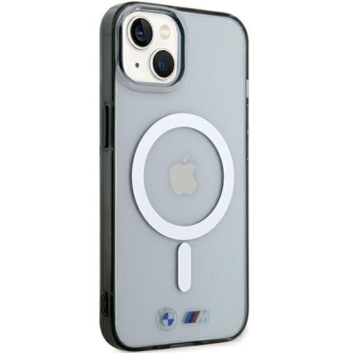 Telefono Dėklas Etui BMW Silver Ring MagSafe do iPhone 15 Skaidrus Juodas KOW068 3