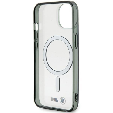 Telefono Dėklas Etui BMW Silver Ring MagSafe do iPhone 15 Skaidrus Juodas KOW068 6