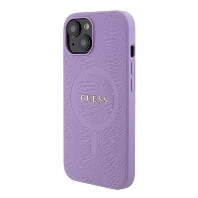 Telefono Dėklas Etui Guess Saffiano MagSafe do iPhone 15 Plus Violetinis KOW068 1