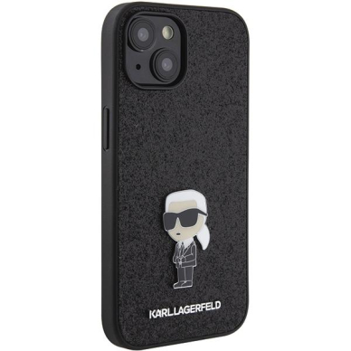 Telefono Dėklas Etui Karl Lagerfeld Fixed Glitter Ikonik Logo Metal Pin do iPhone 15 Juodas KOW068 3