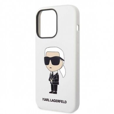 Telefono Dėklas Etui Karl Lagerfeld Silicone Ikonik na iPhone 14 Pro Max Baltas GNZ022 1