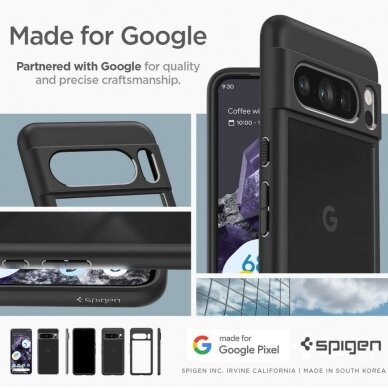 Telefono Dėklas Etui Spigen Ultra Hybrid na Google Pixel 8 Pro Juodas SkaidrusKOW068 14