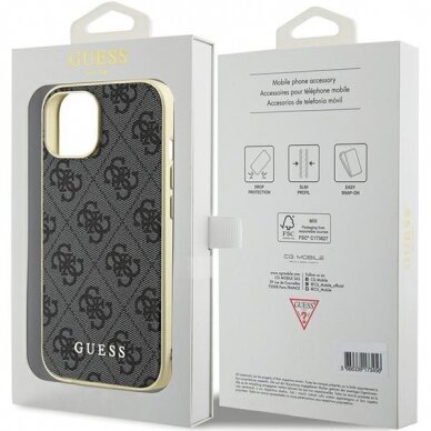 Telefono Dėklas Guess 4G Charms Collection case for iPhone 15 Auksinis/Pilkas KOW068 7