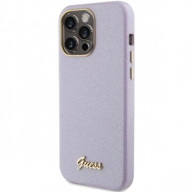 Telefono Dėklas Guess Glitter Glossy Script case for iPhone 15 Pro Max Pilka/VioletinėKOW068 1