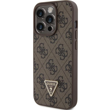 Telefono Dėklas Guess Leather 4G Triangle Strass case for iPhone 15 Pro Max Rudas KOW068 1