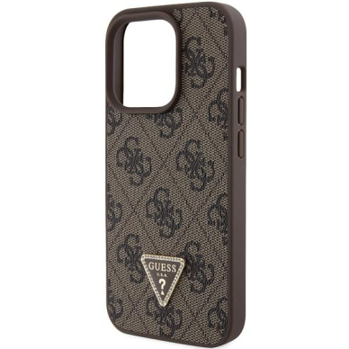 Telefono Dėklas Guess Leather 4G Triangle Strass case for iPhone 15 Pro Max Rudas KOW068 4