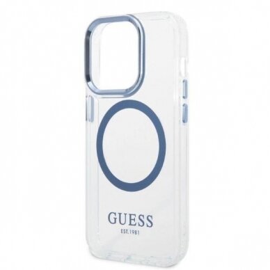 Telefono Dėklas Guess Metal Outline MagSafe na iPhone 14 Pro Skaidrus GNZ022 1