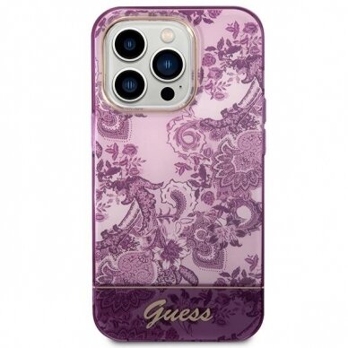 Telefono Dėklas Guess Porcelain Collection na iPhone 14 Pro Max Violetinis GNZ022 1