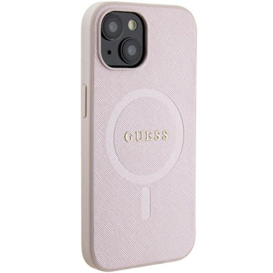 Telefono Dėklas Guess Saffiano MagSafe case for iPhone 15 Plus Rožinis KOW068 3