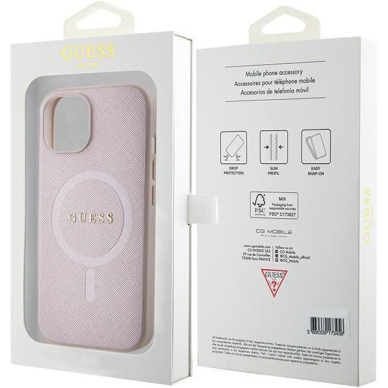 Telefono Dėklas Guess Saffiano MagSafe case for iPhone 15 Plus Rožinis KOW068 7