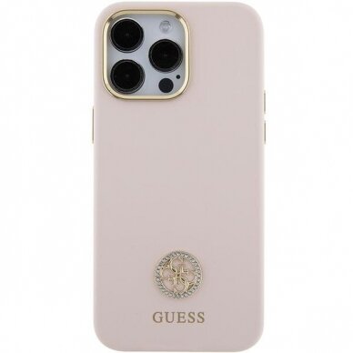 Telefono Dėklas Guess Silicone Logo Strass 4G case for iPhone 15 Pro Max Rožinis KOW068 2