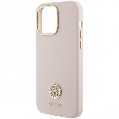 Telefono Dėklas Guess Silicone Logo Strass 4G case for iPhone 15 Pro Max Rožinis KOW068 5