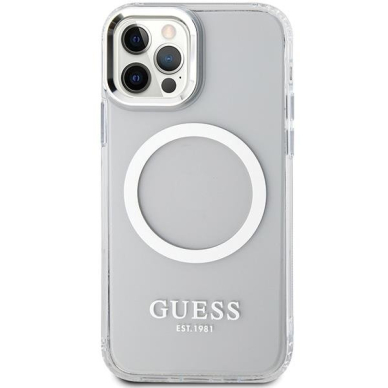 Telefono Dėklas iPhone 12/12 Pro - Guess Silicone TPU with MagSafe Skaidrus KOW068 2