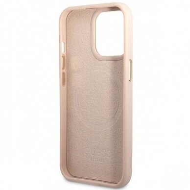 Telefono Dėklas iPhone 14 Pro Max - Guess Eco leather TPU Kreminis KOW068 6