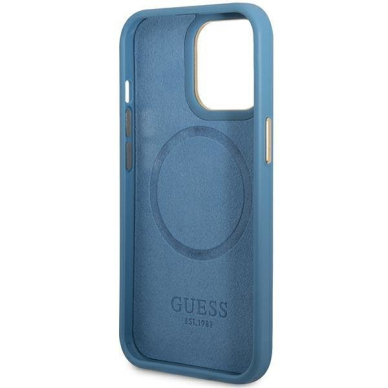 Telefono Dėklas iPhone 14 Pro Max - Guess Eco leather TPU Mėlynas KOW068 6