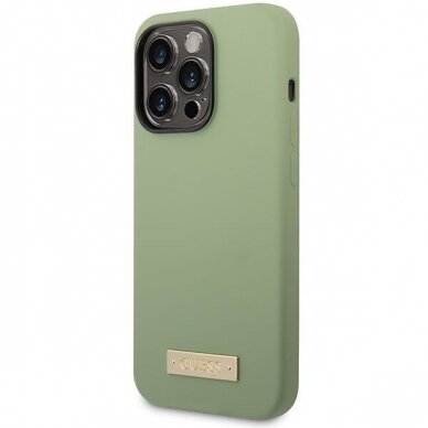 Telefono Dėklas iPhone 14 Pro Max - Guess TPU Silicone Matinis Žalias KOW068 1