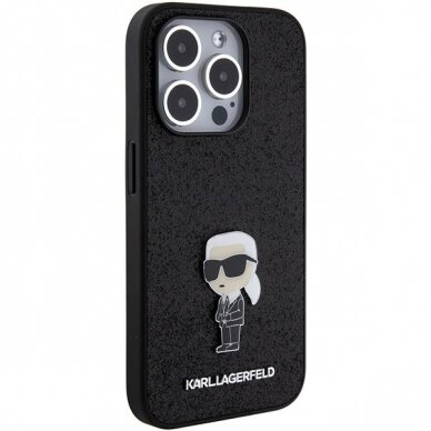 Telefono Dėklas Karl Lagerfeld Fixed Glitter Ikonik Logo Metal Pin do iPhone 15 Pro Max Juodas KOW068 3