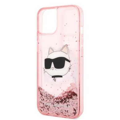 Telefono Dėklas Karl Lagerfeld Glitter Choupette Head na iPhone 14 Plus Skaidrus Rožinis GNZ022 1