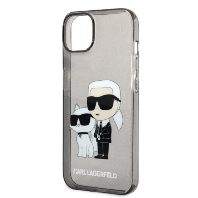 Telefono Dėklas Karl Lagerfeld Glitter Karl&Choupette na iPhone 14 Plus Juodas Skaidrus Blizgus GNZ022 1